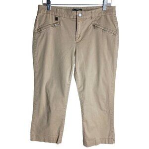 LAUREN Ralph Lauren Khaki Cropped Pants w Zipper Pockets Women's Size 10